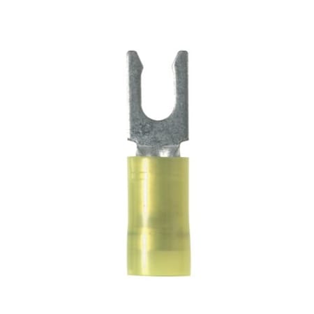 Panduit Fork Terminal, #10 Stud Size, 10 AWG, 600 V, Nylon Insulated, Yellow, 500 PK PNF10-10LF-D